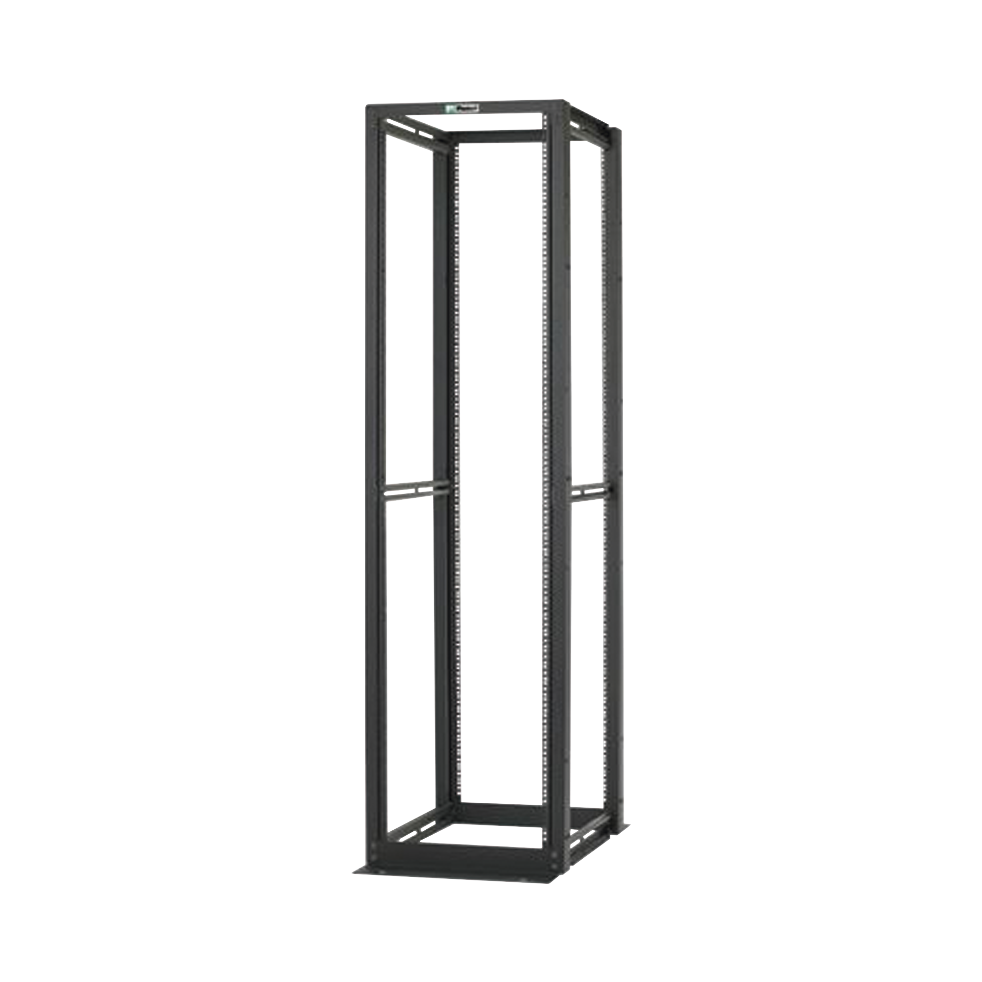 Rack de Cuatro Postes Estándar de 19, Rieles Numerados y Roscados #12-24, Profundidad Máxima de 30 in, 45 Unidades de Rack, Color Negro