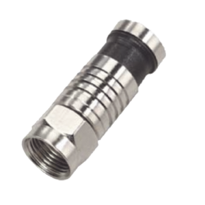 Conector F Macho de Compresión para cable RG-59, Cuerpo de Bronce Niquelado.