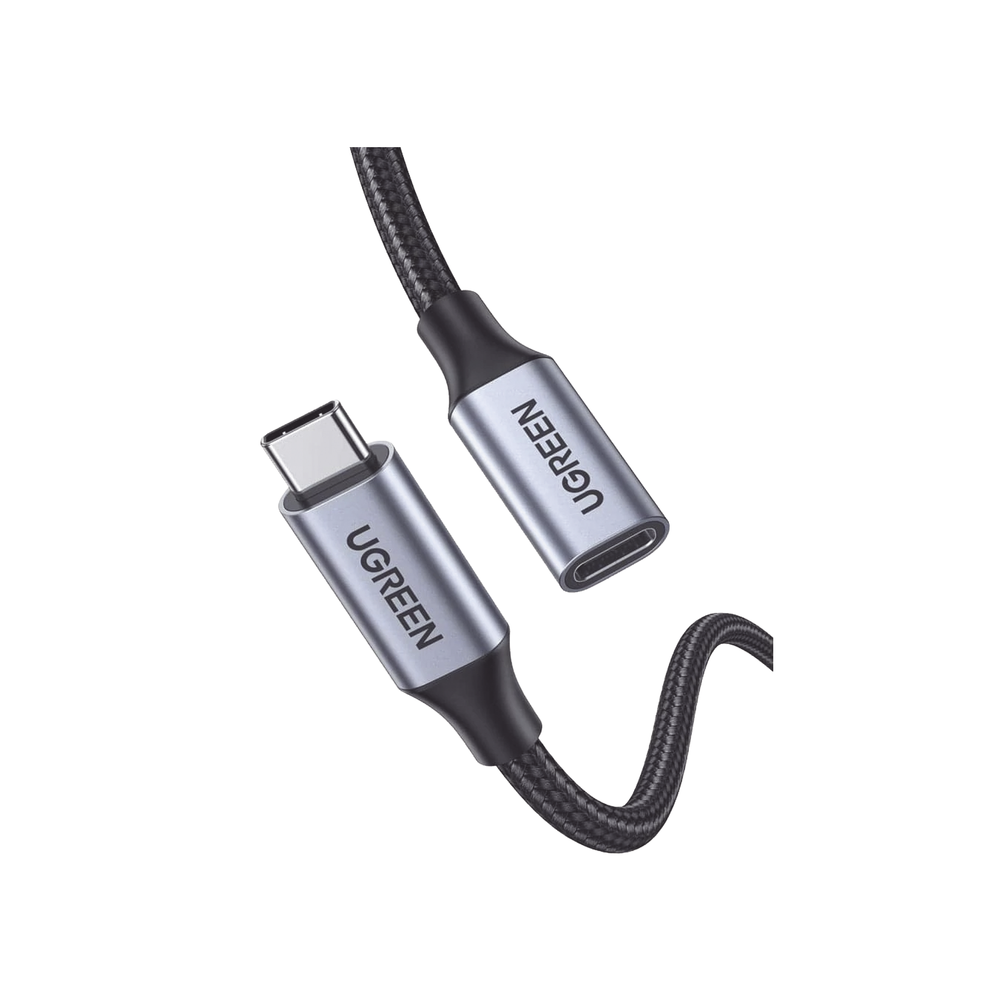 Cable USB-C Macho a USB-C Hembra | 1metro | USB-C 3.1 Gen 2 | Compatible con Thunderbolt 3 | Carcasa de Aluminio | Nylon Trenzado | Transferencia de Datos 10 Gbps | Soporta hasta 100W para Carga Rápida.