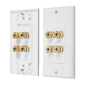 Placa de Pared | Postes de Unión Tipo Banana | Conexión para 2 Altavoces | Fácil Instalación | Conectores Chapados en Oro