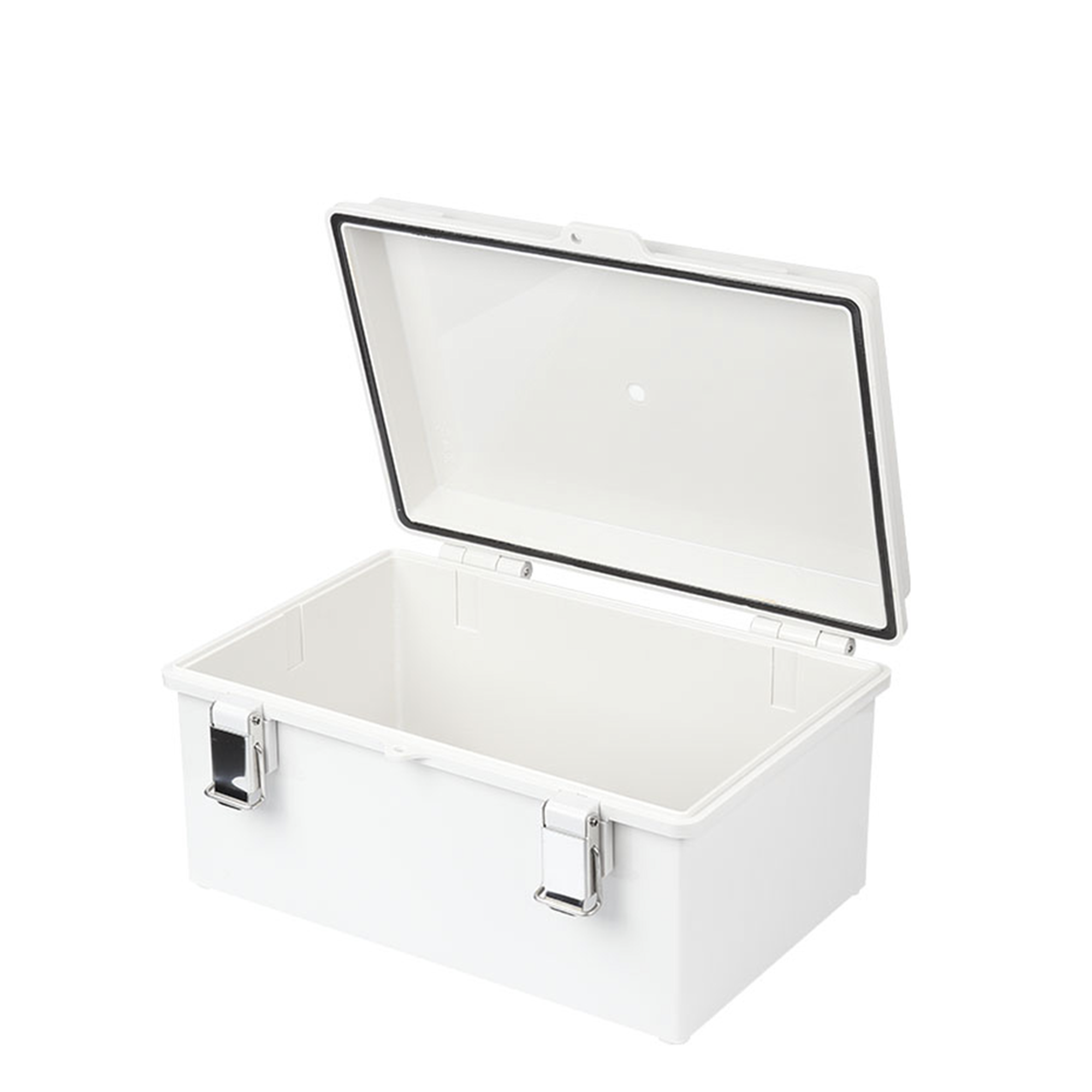 Gabinete de Plástico ABS, Uso en Intemperie IP66 (170 x 220 x 110 mm) Cierre por broche Inoxidable y Permite Cerrado con Candado y Llave (Perno 5mm) No Incluido