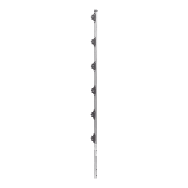 Poste con 6 Aisladores de PASO  para Cerca Electrificada. Tubo Galva. de 1.4m, cal. 18 de 1 Diam. (Sin pintar).