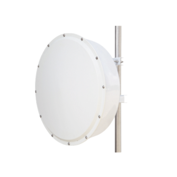 Antena direccional de alta resistencia, Ganancia 30 dBi, (4.9 -6.5 GHz), Plato hondo para mayor inmunidad al ruido, Conectores N-Hembra, Montaje y radomo incluido