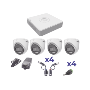 KIT COLORVU TURBOHD 1080pLite / DVR 4 Canales / 4 Cámaras Eyeball (exterior) / Transceptores / Conectores / Fuente de Poder Profesional