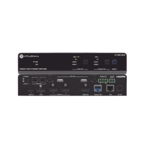 OMEGA Switch Matriz 4x2 de AV Multiformato con Entradas HDMI, USB-C y Display Port / Salidas HDMI y  HDBaseT / para Videoconferencia y Presentaciones