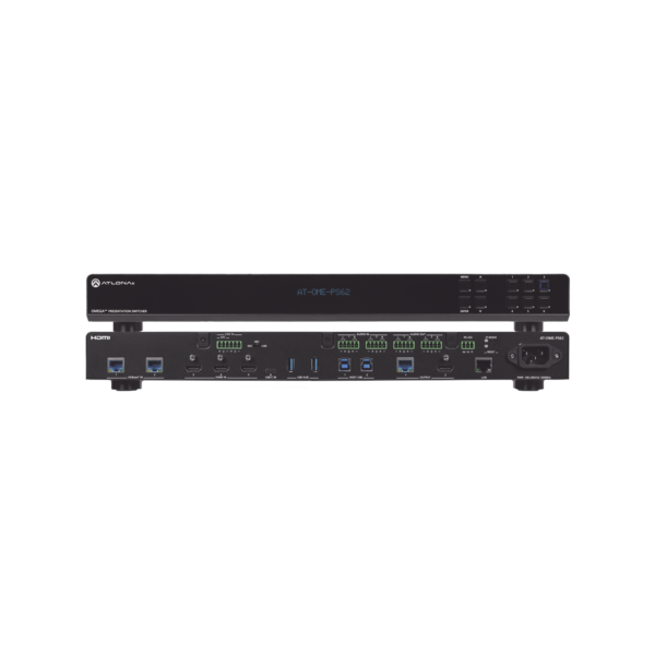 OMEGA Switch Matriz 6x2 de AV Multiformato con Entradas HDMI, HDBaseT, USB-C y Display Port / Salidas HDMI y HDBaseT / Conectividad avanzada para conferencias y colaboración en 4K en un solo dispositivo