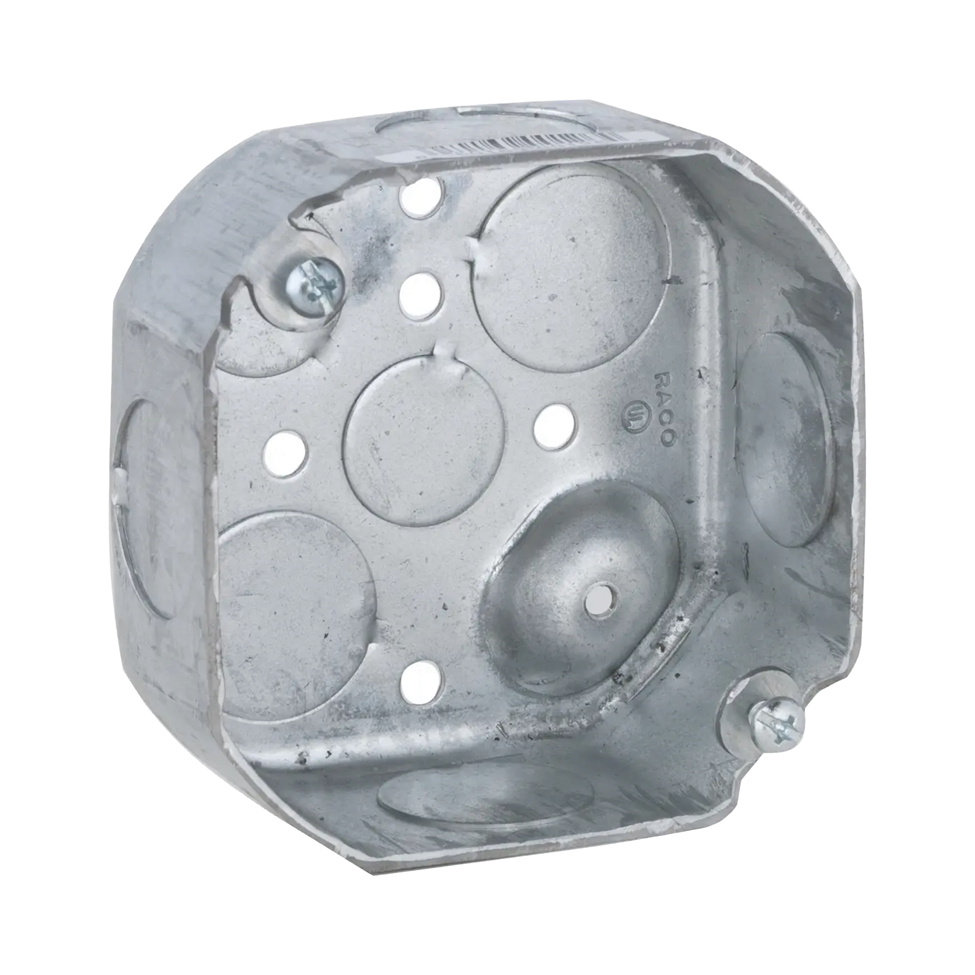 Caja Octagonal de 4 / Profundidad 1 1/2 / 6 Entradas de 3/4, 2 Entradas de 1/2 / Troquelada.