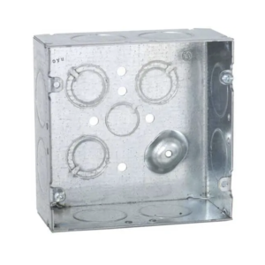 Caja Cuadrada 4 11/16 x 4 11/16/ Profundidad 2- 1/8/ Cuenta con 1 Entrada de 1/2, 8 de 1 y  3 TKO  (1/2-3/4).