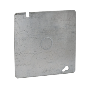 Tapa Cuadrada Plana de  Acero Galvanizado con Entrada de 1/2  para Caja de 4 11/16.