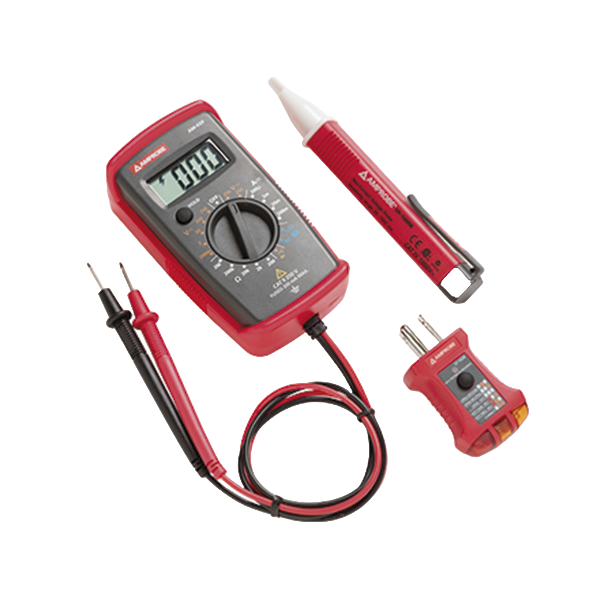 KIT Básico 3 en 1 con Multímetro Digital + Detector de Tensión sin Contacto + Comprobador de Fase GFCI