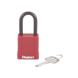 Candado de Bloqueo LOTO de Seguridad Dieléctrico, Con Llave Única, Diámetro de 6.5 mm, Color Rojo