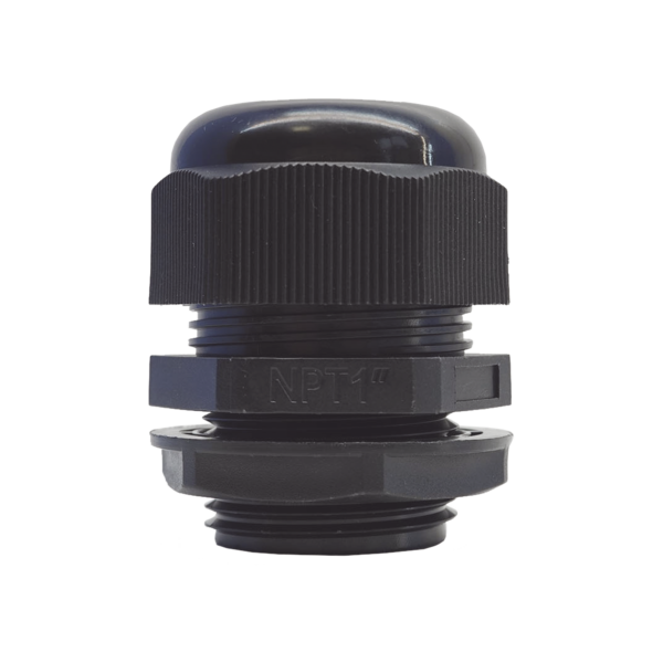Conector Plástico Negro Tipo Glándula para Rosca NPT 1