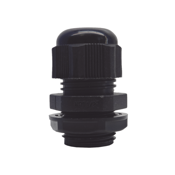 Conector Plástico Negro Tipo Glándula para Rosca NPT 1/2