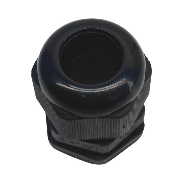 Conector Plástico Negro Tipo Glándula para Rosca NPT 3/4
