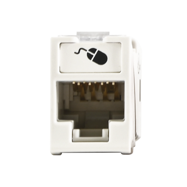 Jack UltraMAX Cat5e, UTP, Montaje híbrido en Placa de Pared (Plano y Angulado), Color Blanco, Punch Down