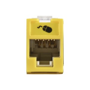 Jack UltraMAX Cat5e, UTP, Montaje híbrido en Placa de Pared (Plano y Angulado), Color Amarillo, Punch Down