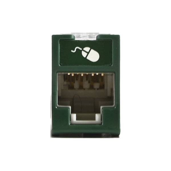 Jack UltraMAX Cat6, UTP, Montaje híbrido en Placa de Pared (Plano y Angulado), Color Verde, Punch Down