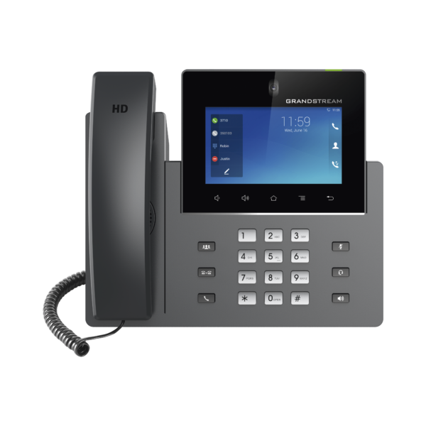 Teléfono IP Android 11, 16 líneas SIP con 12 cuentas, pantalla táctil  5, puertos Gigabit, Wi-Fi, Bluetooth, PoE, codec Opus, IPV4/IPV6 con gestión en la nube GDMS