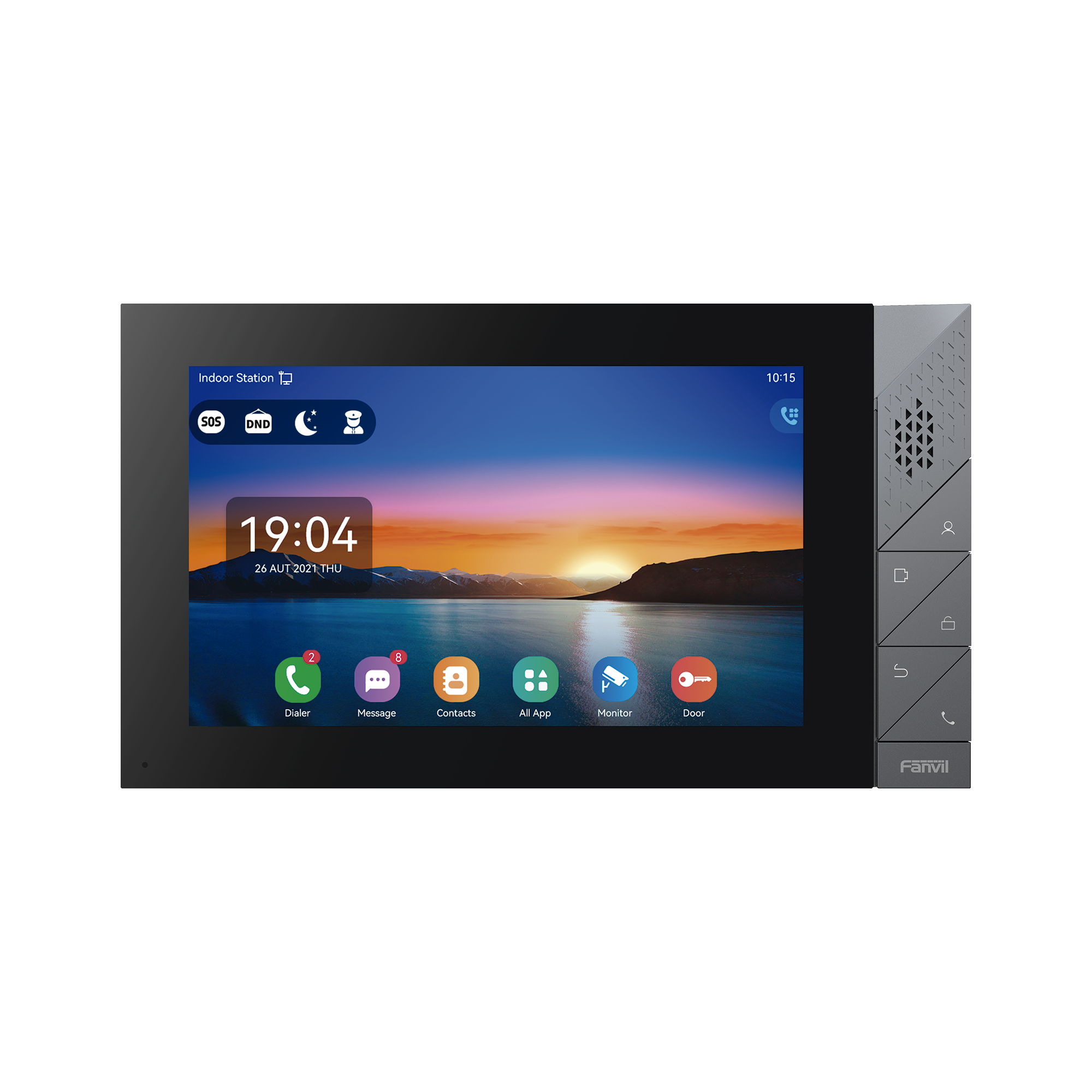 Monitor IP/SIP para interior con Android, Wi-Fi, Bluetooth, pantalla táctil de 7, audio de 2 vías, PoE, 8 interfaces de entrada de alarma.