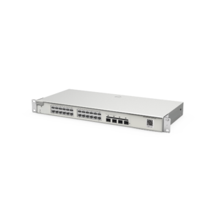 Switch Administrable Capa 2+ Plus, con 24 puertos Gigabit, 4 puertos SFP+ para fibra 10Gb, gestión gratuita desde la nube.