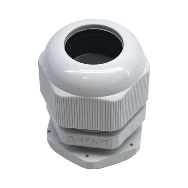 Conector Plástico Blanco Tipo Glándula para Rosca NPT 3/4