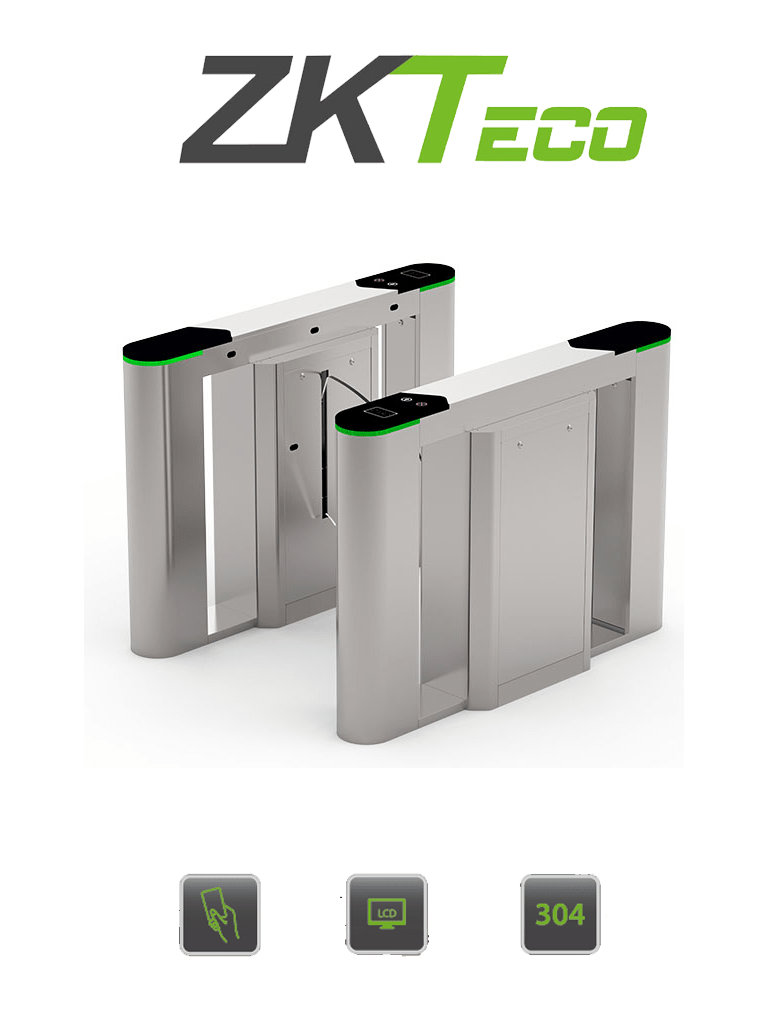 ZKTECO FBL6000PRO - Barrera Peatonal Tipo Flap Bidirecc. / 2 Chasis Acero SUS304 / Aletas de Acrlico / Infrarrojos / Carril 60 cm / 110V / 30 Personas x Min / 5 millones de Ciclos / Exterior Protegido / No cuenta con Lectores y Panel