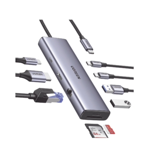 HUB USB-C (Docking Revodok) 9 en 1 | 2 USB-A 3.0 (5Gbps) | 2 USB-C (5Gbps) | USB-C PD Carga 100W | HDMI 4K@60Hz | RJ45 (Gigabit Ethernet) | Lector Tarjetas SD + Micro SD (TF) Simultáneo | Chip de Última Generación | Caja de Aluminio.
