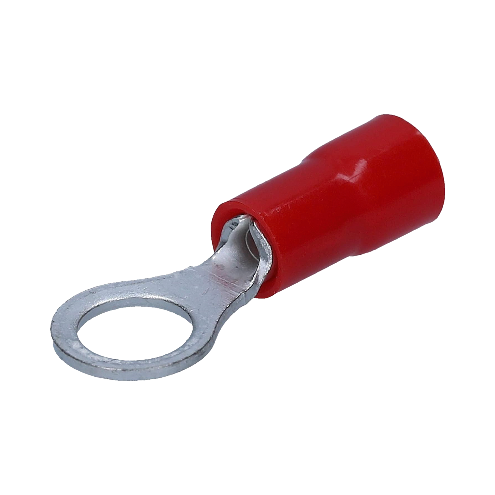 Terminal tipo ojo / 1 / 4 / 22 - 16 AWG / Rojo / Paquete de 25 piezas.