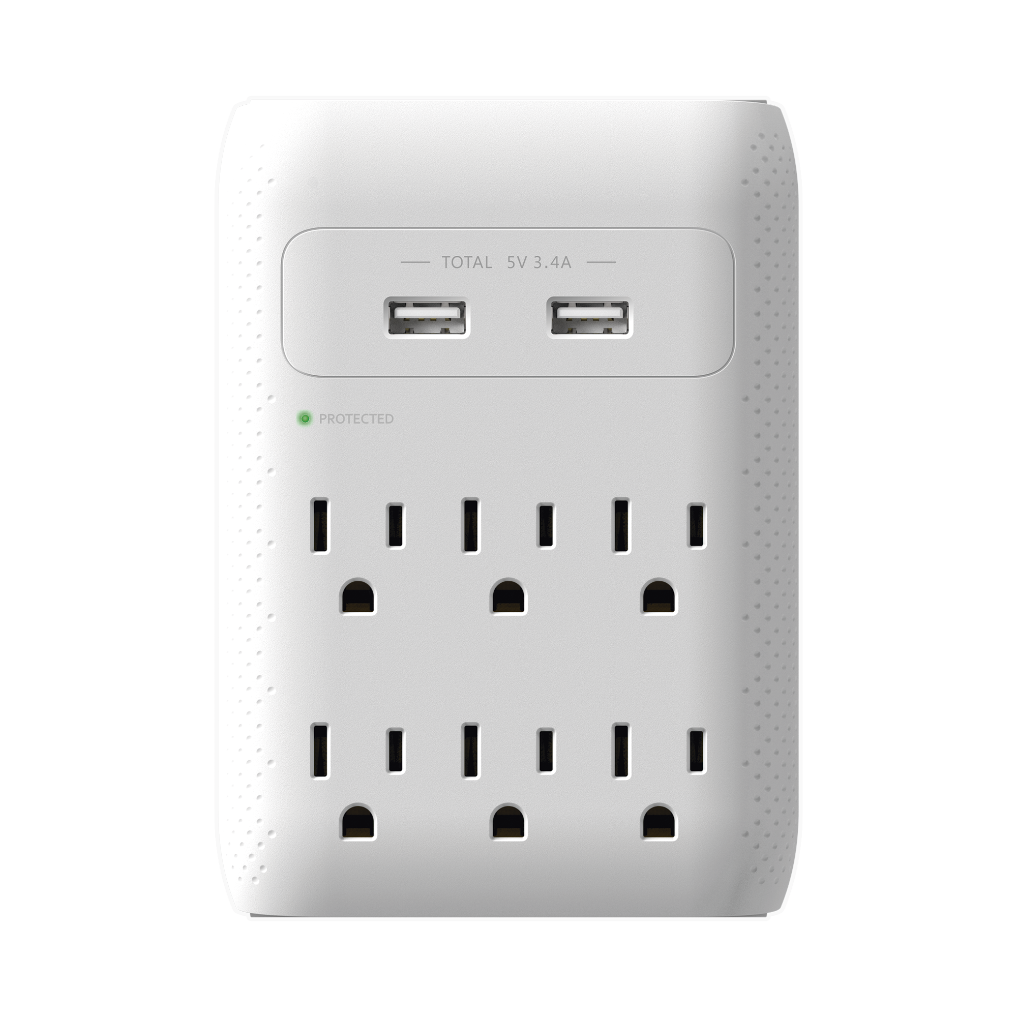 Multicontacto de Pared 110 Vca / Supresor de Picos 1080 Joules / 6 x Nema 5-15P / 2 x USB (5V @3.4A)