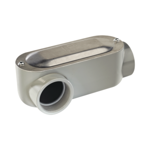 Caja oval roscada tipo LR de 1 1/4 (31.8 mm) Incluye tapa y tornillos.