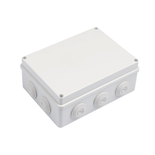 Caja Derivación-Conexión de Plástico (140 X 190 X 76 mm) con 10 Glándulas de Goma. Para Instalaciones Comerciales, Residenciales e Industriales. Incluye Tornillería para su Tapa. Funciona También como Registro.