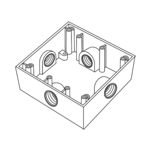 Caja Cuadrada de 3/4 (19.05 mm) a Prueba de Intemperie/ Cuenta con 4 bocas.