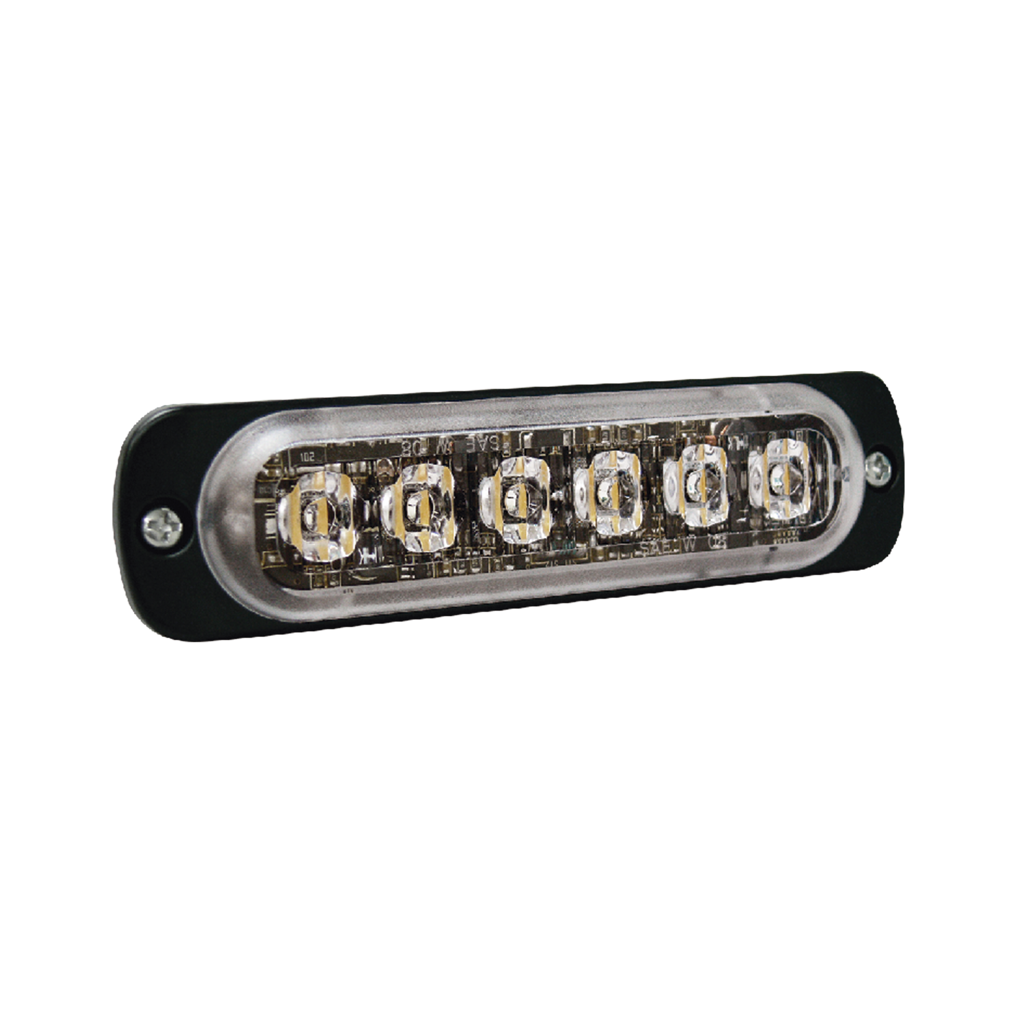 Luz Auxiliar de 6 LED, Roja, Bisel Negro, Lente Transparente