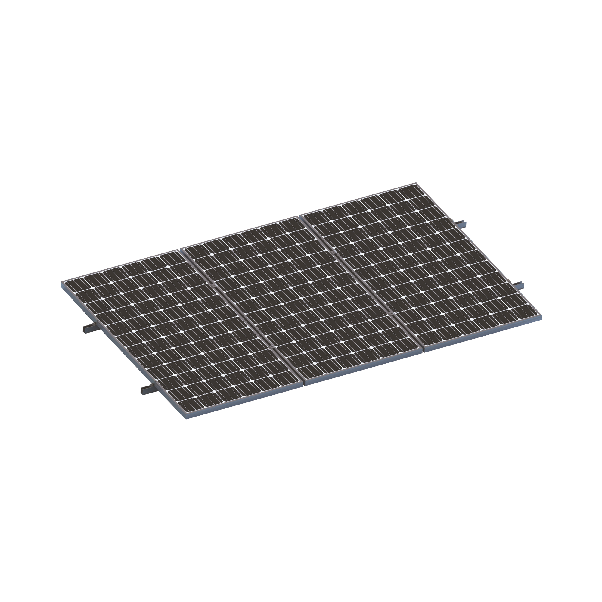Kit De Minirieles Para Panel Solar Arreglo 1X3 Para Instalación Plano En Lámina