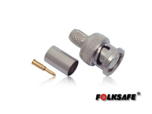 CONECTOR PARA CRIMPEAR BC6 FOLKSAFE BNC MACHO(CONECTOR PIN DE COBRE Y ANILLO) PARA CRIMPEAR EN CABLE COAXIAL RG6 MEDIDAS DEL CONECTOR 13.9 X 24.8 MM SE REQUIERE PINZA PARA CRIMPEAR 