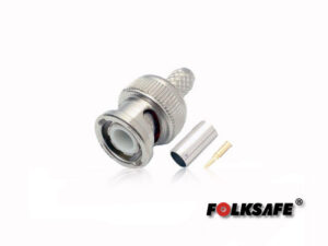 CONECTOR PARA CRIMPEAR BC59 FOLKSAFE BNC MACHO(CONECTOR PIN DE COBRE Y ANILLO) PARA CRIMPEAR EN CABLE COAXIAL RG59 MEDIDAS DEL CONECTOR 13.9 X 24.8 MM REQUIERE PINZA PARA COMPRESION CBAH1ENS03