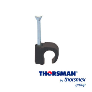 GRAPAS REFORZADA SUJETHOR THORSMAN 3101-00400 TC 3-5 Rc 3/4p CAJA /100PZAS COLOR NEGRO IDEAL PARA CABLE REDONDO CALIBRES 12 A 14  CLAVO GALVANIZADO GRAPA DE POLIETILENO RESISTENTE AL IMPACTO CORROSIÓN HUMEDAD Y CLIMAS EXTREMOS