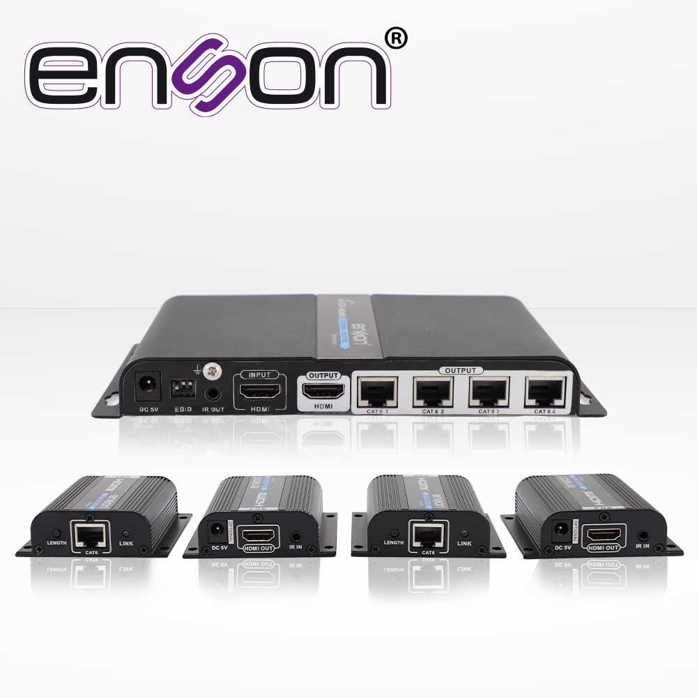 Enson ens-ex704 Distribuidor Extensor Hdmi Enson Ens-Ex704 Con 4 Extensores De Hasta 40Mts Con Cable 100% Cobre Cat6 A 1080P Salida Hdmi Local Hdmi-Loop Y Control De Ir