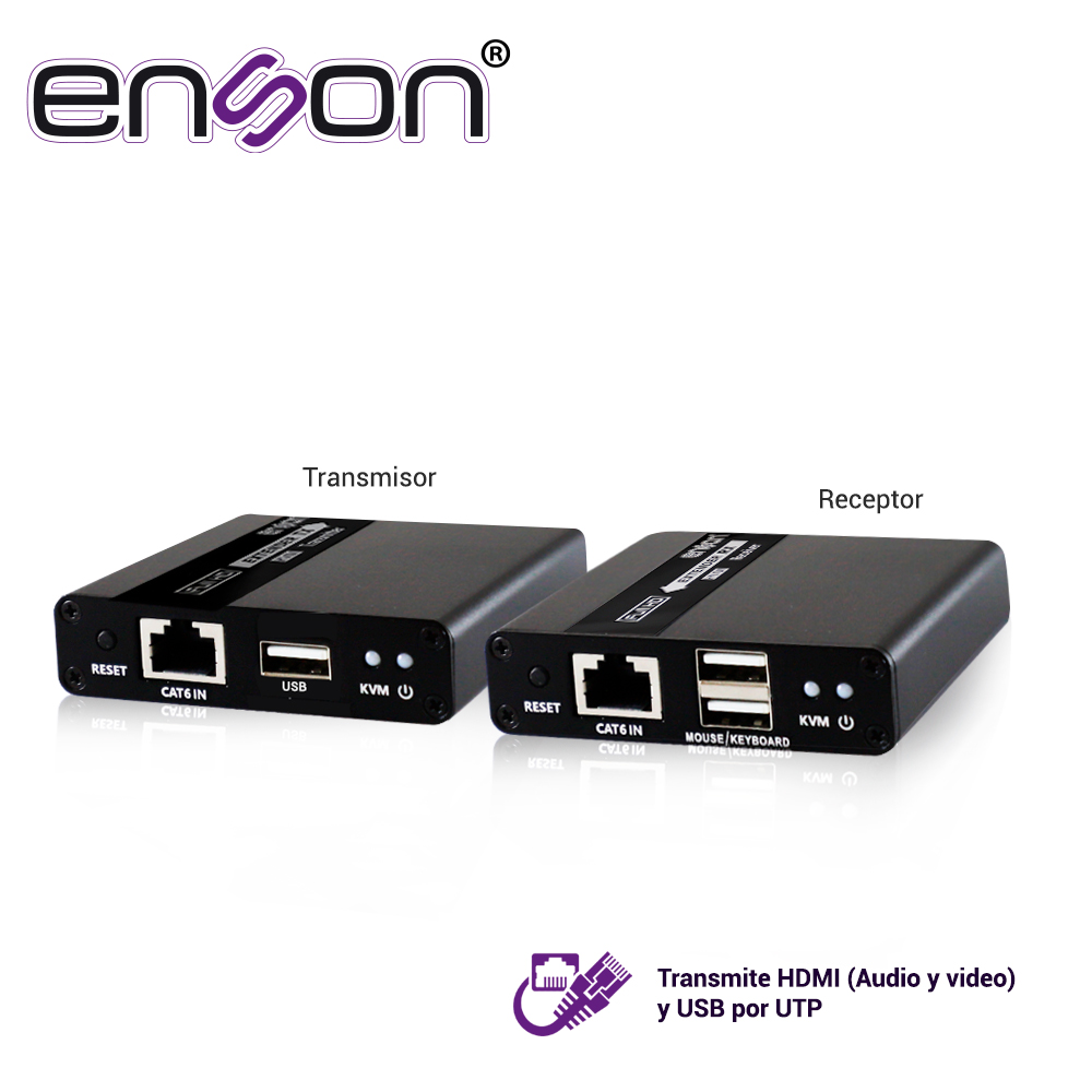 Enson ens-hdmie70kvm Extensor Hdmi Enson Ens-Hdmie70Kvm De 70Mts Mediante Cable Utp Cat6/6A/7 Se Puede Cascadear Transmite Video Full Hd 1080P@60Hz Audio Stereo Y Teclado Y Mouse A Distancia No Incluye Cable Hdmi