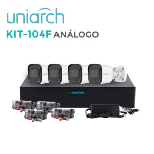 KIT 4X4 HD 2MP UNIARCH KIT-104F / UAC-B112-F28 4 CÁMARAS TIPO BULLET /  2MP / UAC-B112-F28 XVR-104F 4CH ANALOGICOS + 2CH IP/  4 CABLES PREPONCHADOS DE 18 MTS FUENTE DE ALIMENTACIÓN 12 VCD Y UN PULPO DE 4 SALIDAS.