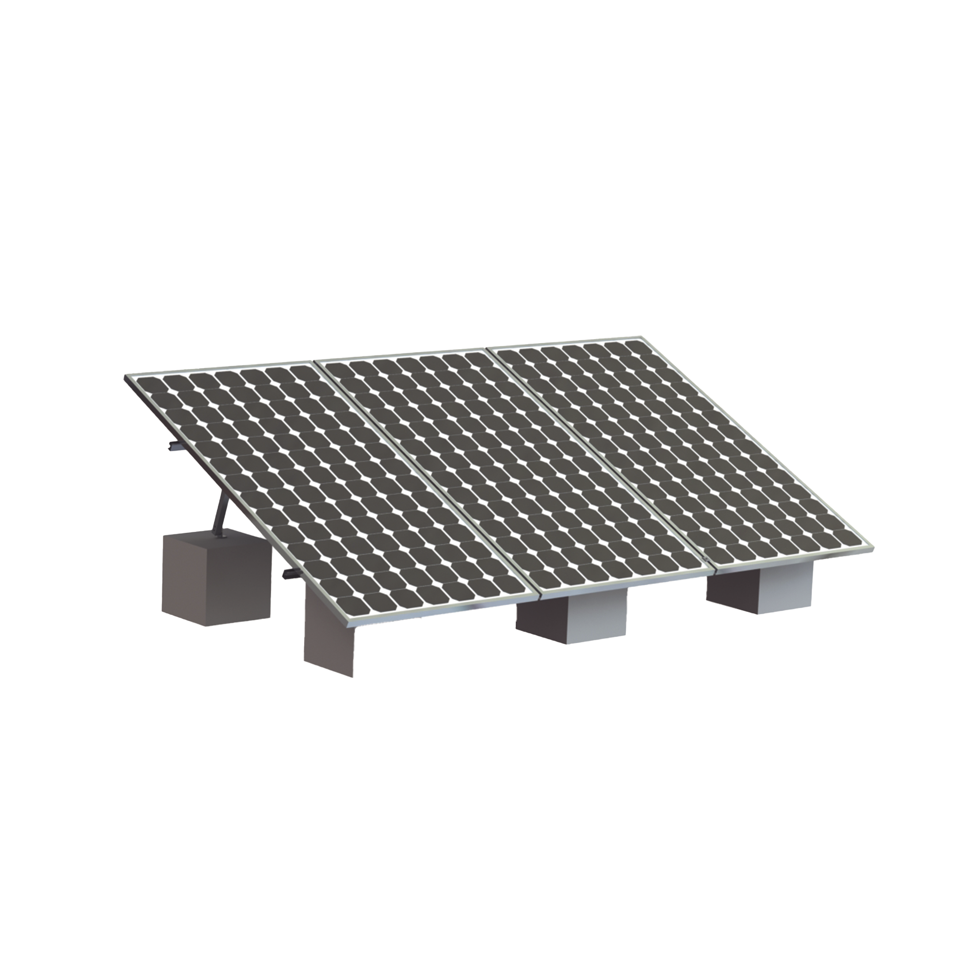 Montaje para 3 Panel Solar, Riel 8 de 4050mm para Módulos con Espesor de 35mm, Velocidad de Viento Máx. 136km/h (20° a 45°)