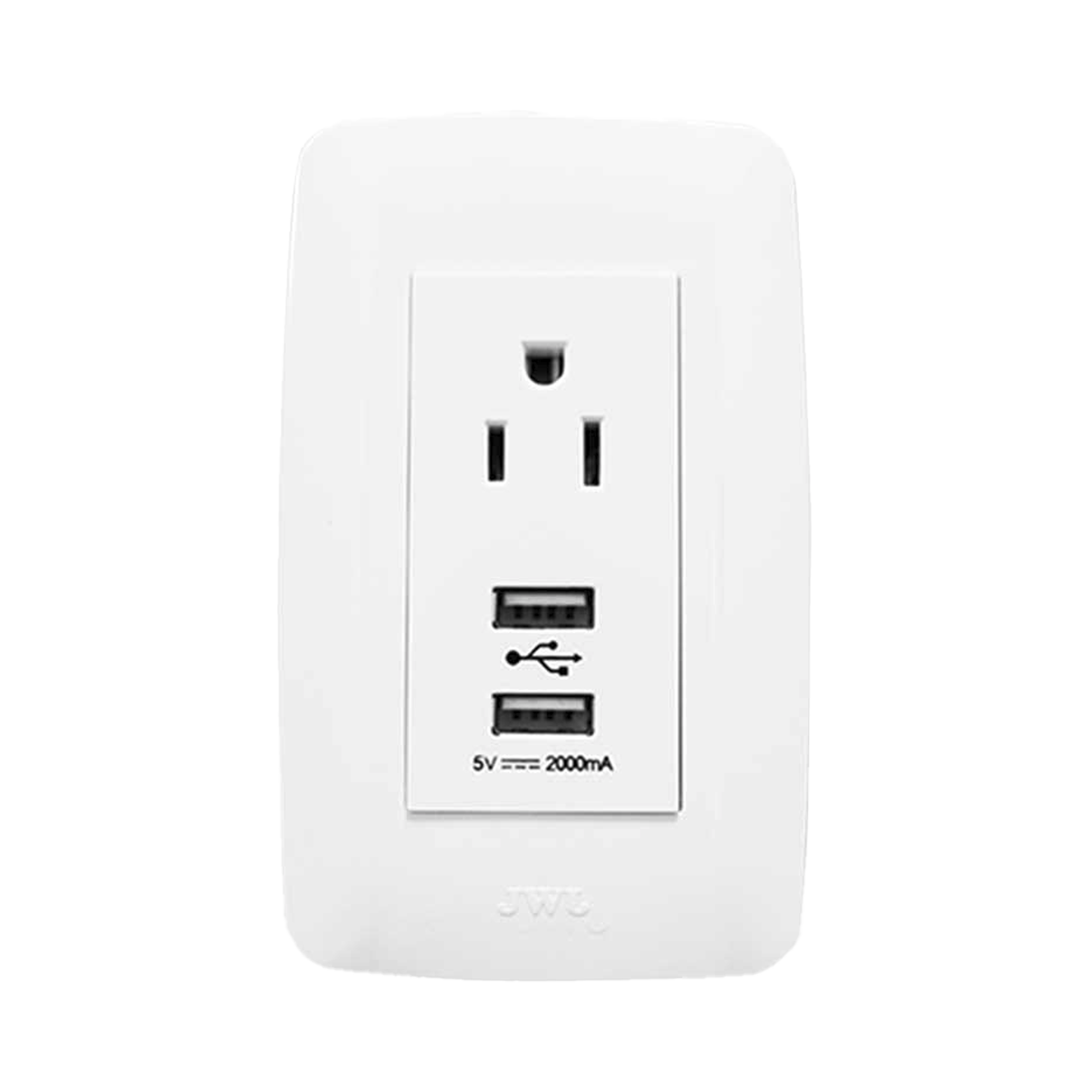 Contacto Sencillo de 15 A/ 127 V CA y 2 Conectores USB de 5 V CD 2A / Color Blanco.