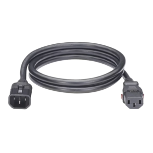 Cable de Alimentación Eléctrica Con Bloqueo de Seguridad, de IEC C14 a IEC C13, 1.2 Metros de Largo, Color Negro, 1 Pieza