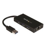 Hub Usb 3.0 De Aluminio Con Cable - Concentrador De 3 Puertos Usb Con Adaptador De Red Ethernet Gigabit Externo - Startech.Com Mod. St3300Gu3B