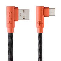 Cable Micro Usb Tipo C Hune Hiedra Sustentable Trenzado Carga Rapida Y Datos 90ª  1.2M (Corteza)