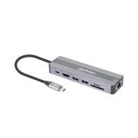 Docking Usb, Manhattan, 153928, -C  7 Ptos, Hdmi, Red, Usb-C Pd/2Xusbv3.2, Sd/Micro Sd