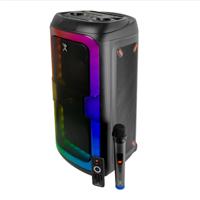 Bocina Inalambrica Bluetooth Portatil Recargable Luz Rgb Con Microfono / Control Remoto Funcion Tws Dual 8 Pulgadas Perfect Choice Joy - Negro