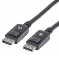 Cable Displayport,Manhattan,307116, V1.2 M-M 2.0M Negro 4K60Hz,Blindado Macho-Macho
