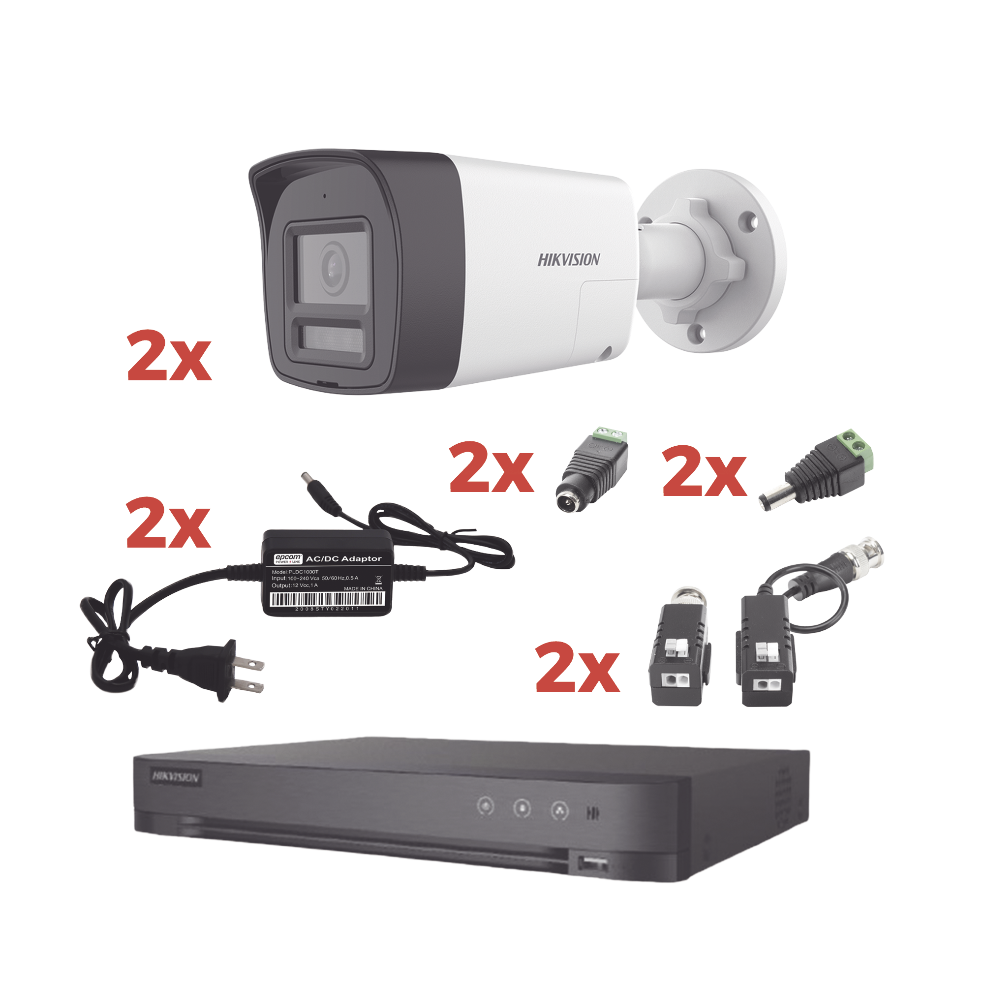 Kit Audio Bidireccional TurboHD 1080p / DVR 4 Canales / 2 Cámaras Bala (Exterior) con Bocina y Microfóno Integrado / 2 Fuentes de Poder / Accesorios