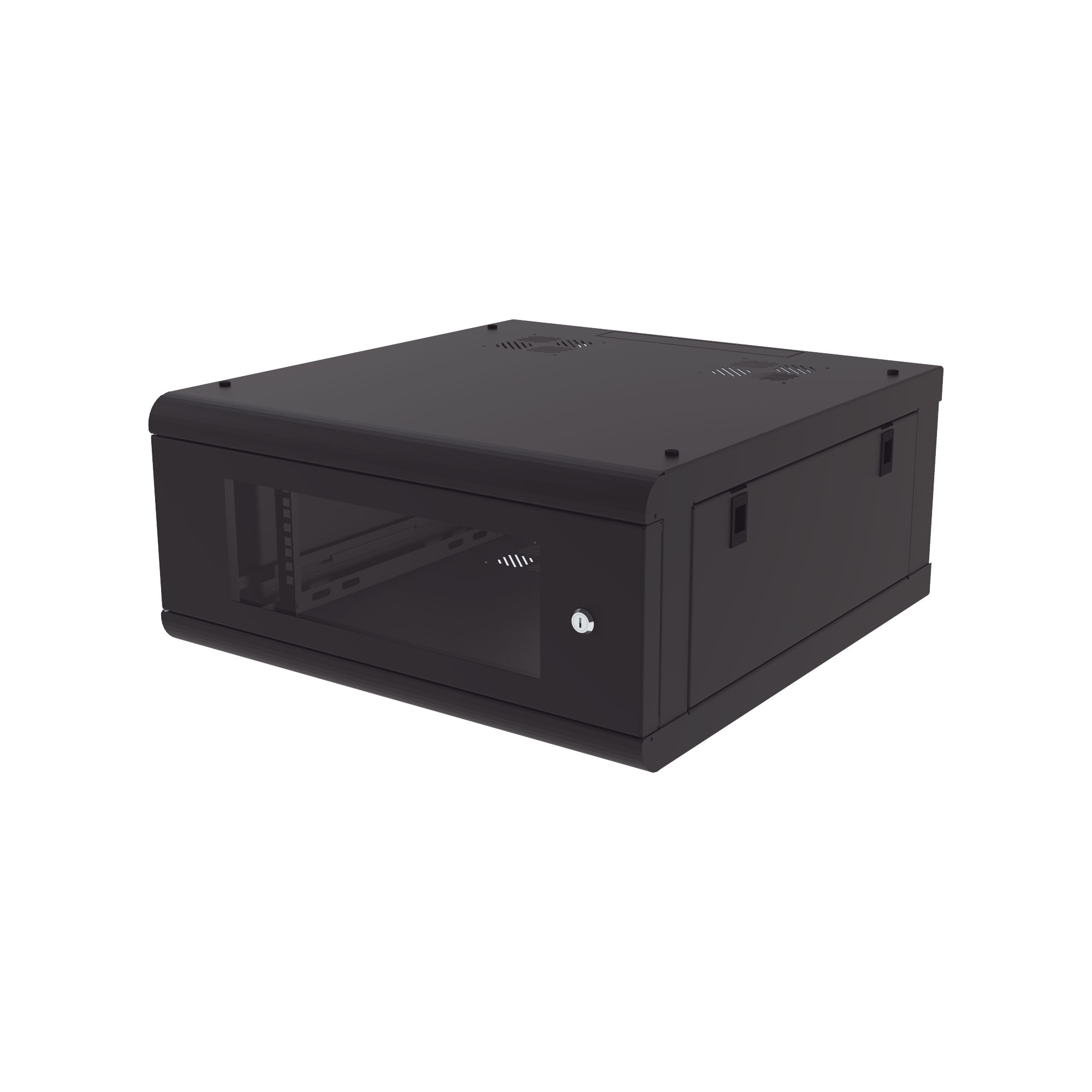 Gabinete de Pared con Puerta de Cristal Templado, 635mm de Profundidad, 4U Rack de 19, Acero Reforzado